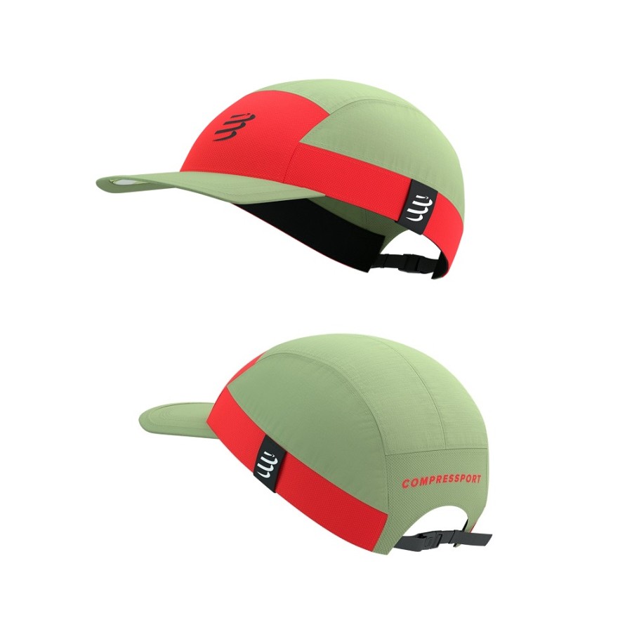 5 PANEL LIGHT CAP - NILE/FLUO RED