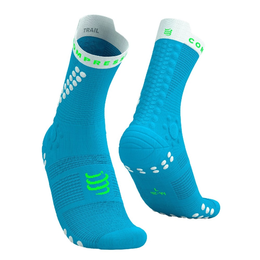 PRO RACING SOCKS V4.0 TRAIL - BLUE / NEON GREEN 39-41