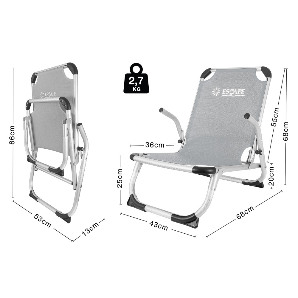 Καρεκλάκι Παραλίας ESCAPE High Άσπρο/Γκρι