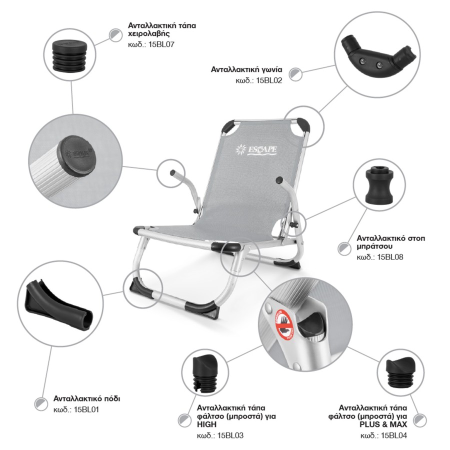 Ανταλλακτικό Γωνία για Καρεκλάκι Escape Μαύρο
