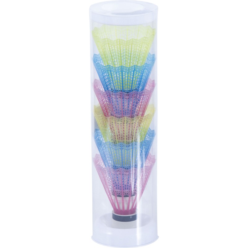 Μπαλάκια Badminton με Πολύχρωμα Πλαστικά Φτερά (6 τμχ)