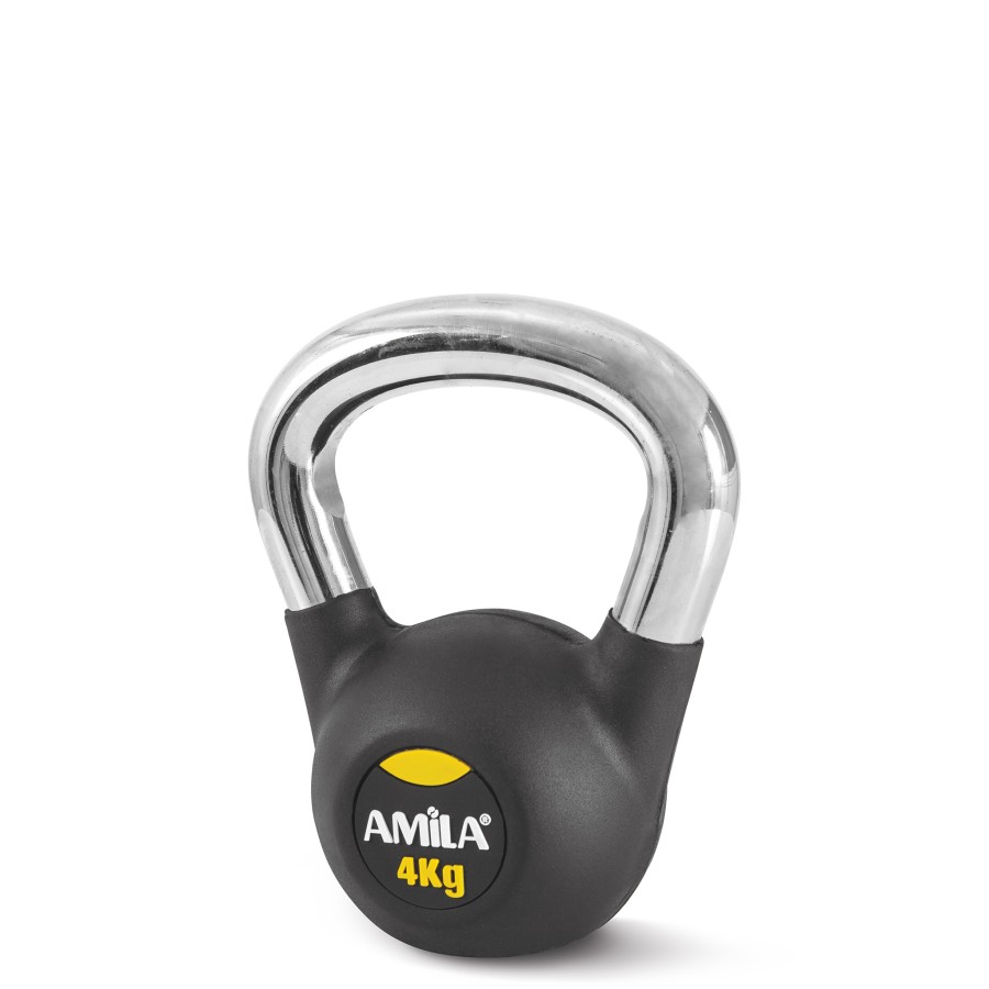 AMILA Kettlebell Rubber Cover Cr Handle 4Kg