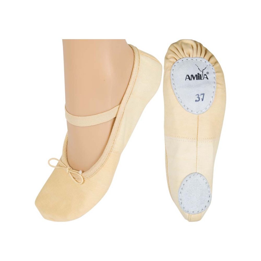 Παπούτσια Μπαλέτου Καμβάς Μπεζ, Νο38