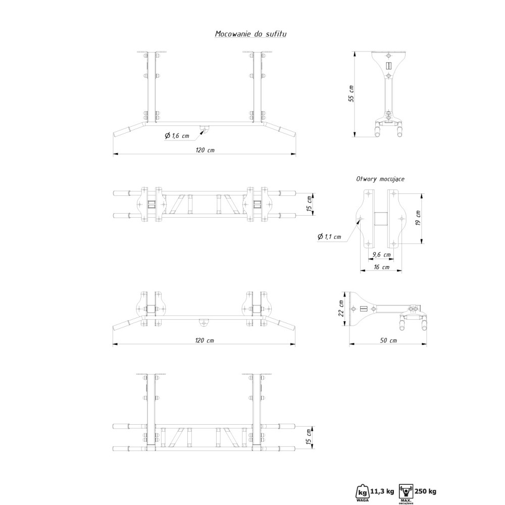 Μονόζυγο Τοίχου CrossFit (με κρίκο) MARBO MS-D203