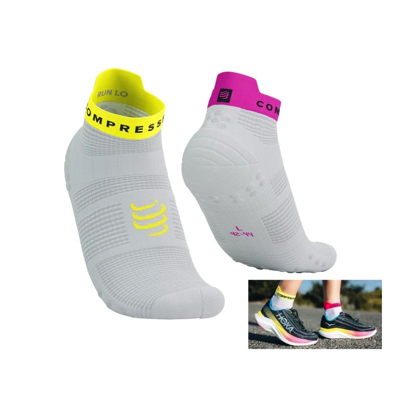 PRO RACING SOCKS V4.0 RUN LOW - SAFETY YELLOW / NEON PINK 45-48