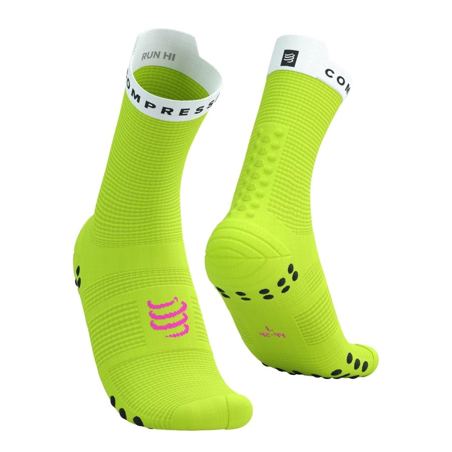 PRO RACING SOCKS V4.0 RUN HIGH - SAFE YELLOW / WHITE 35-38