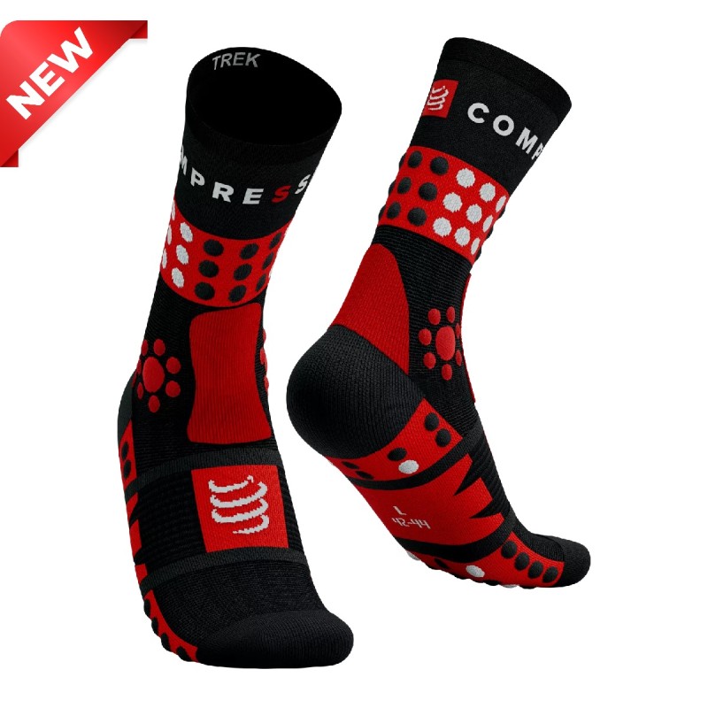 COMPRESSPORT TREKKING SOCKS - BLACK/RED/WHITE 39-41