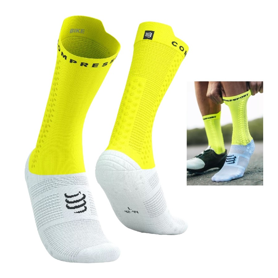 PRO RACING SOCKS V4.0 BIKE SAFE FLUO YELLOW T1 / 35-38