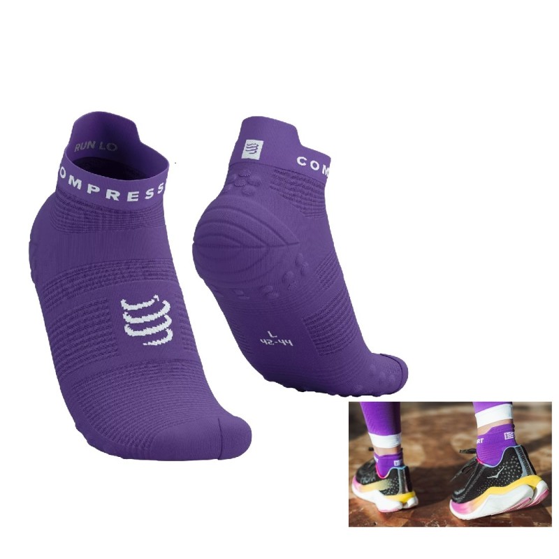 PRO RACING SOCKS V4.0 RUN LOW - LILAC / WHITE T1 / 35-38