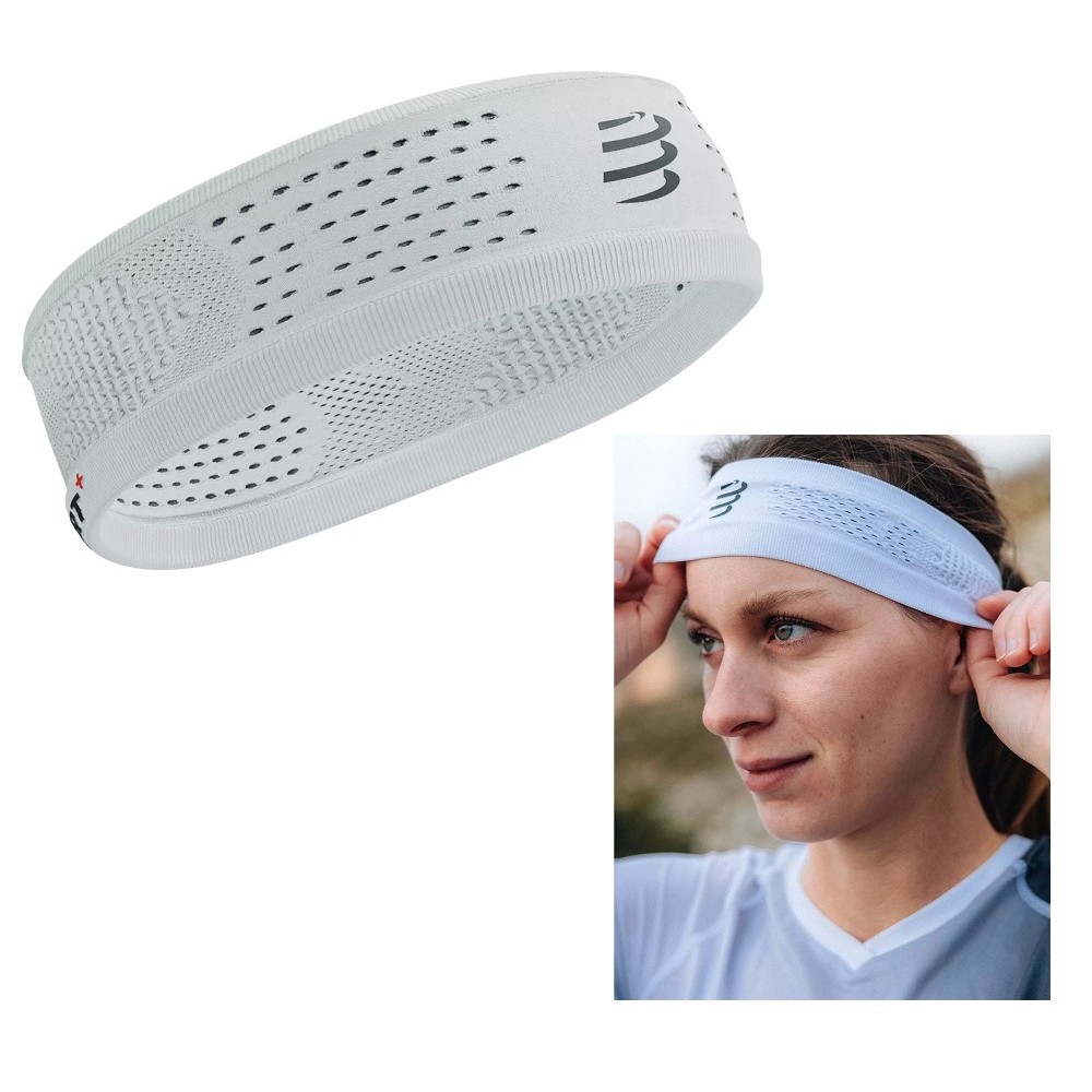 COMPRESSPORT THIN HEADBAND - WHITE BLACK