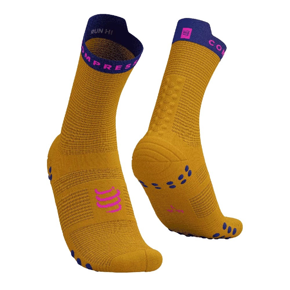 PRO RACING SOCKS V4.0 RUN HIGH - SAFRON DAZZ BLUE T4 / 45-48