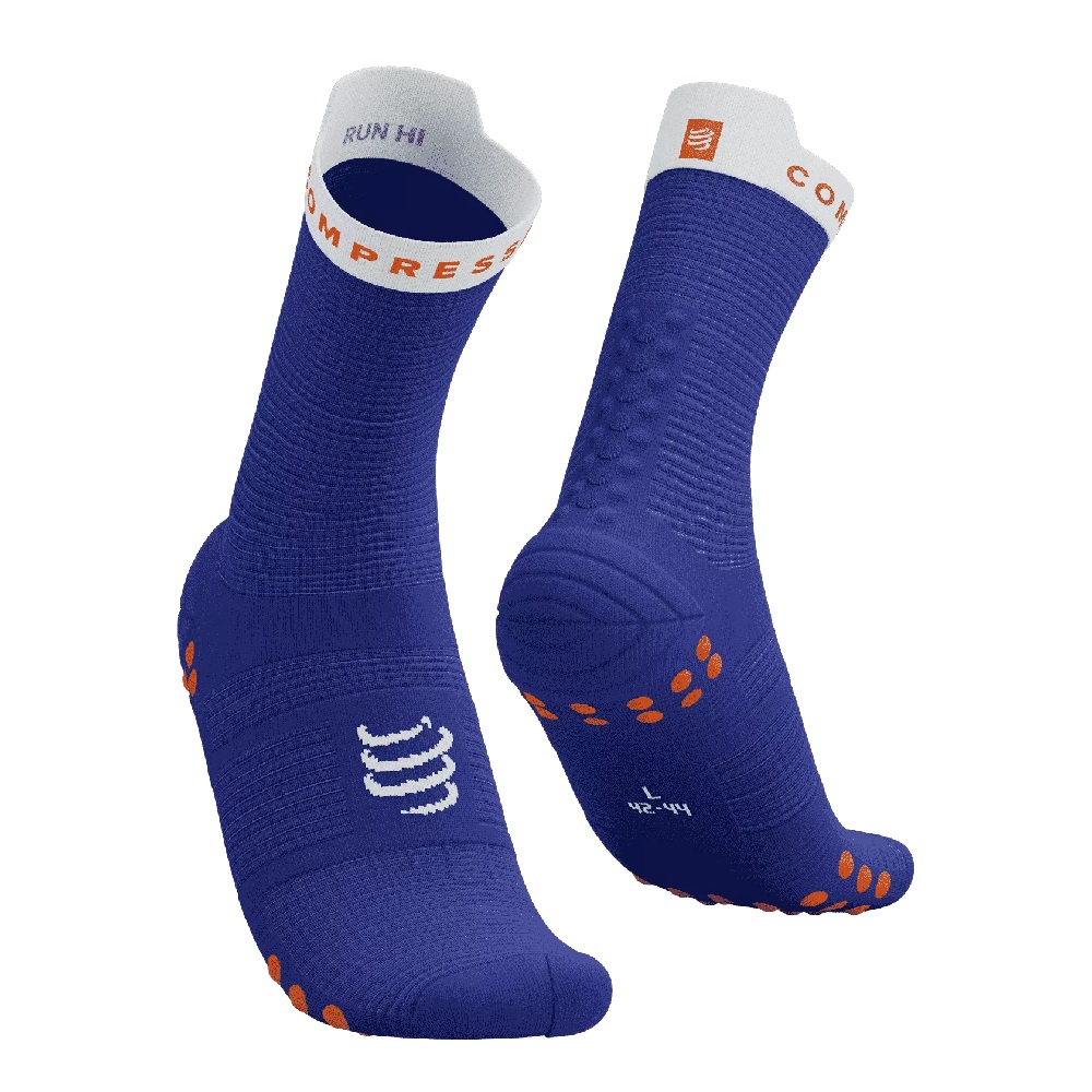 PRO RACING SOCKS V4.0 RUN HIGH - DAZZ BLUE / WHITE T1 / 35-38