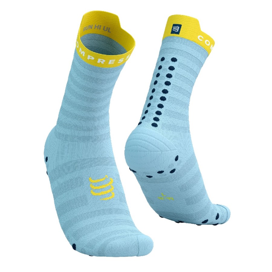 Pro Racing Socks V4.0 Ultralight Run High - Cashmere Blue/Yellow T2 / 39-41