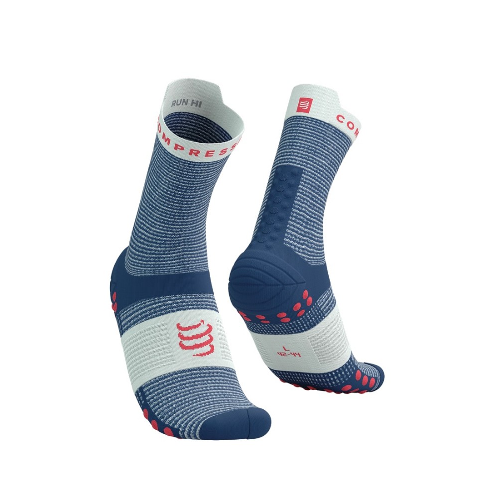 COMPRESSPORT PRO RACING SOCKS V4.0 RUN HIGH - BLUES/SUGAR T1 / 35-38