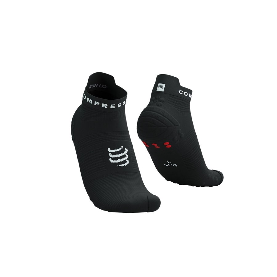 COMPRESSPORT PRO RACING SOCKS V4.0 RUN LOW - BLACK WHITE T1 / 35-38