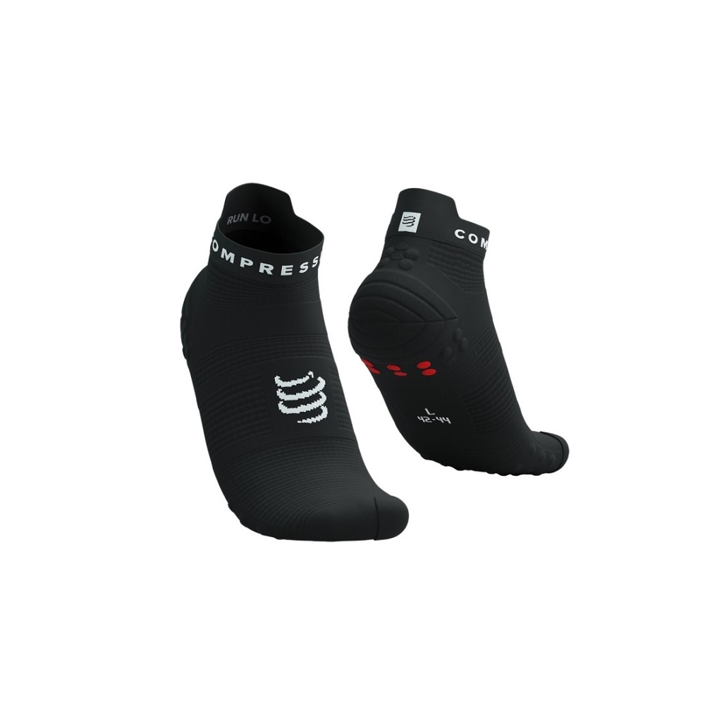 COMPRESSPORT PRO RACING SOCKS V4.0 RUN LOW - BLACK WHITE T4 / 45-48