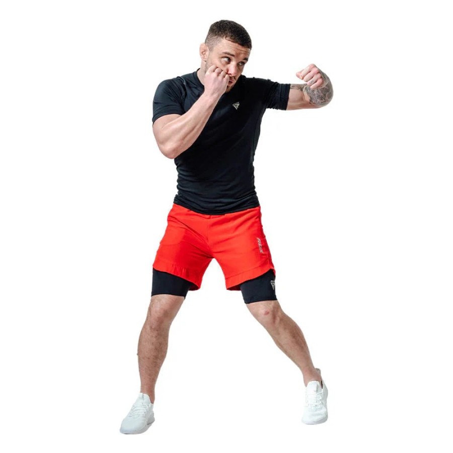 MMA SHORTS T16 RED/BLACK-M