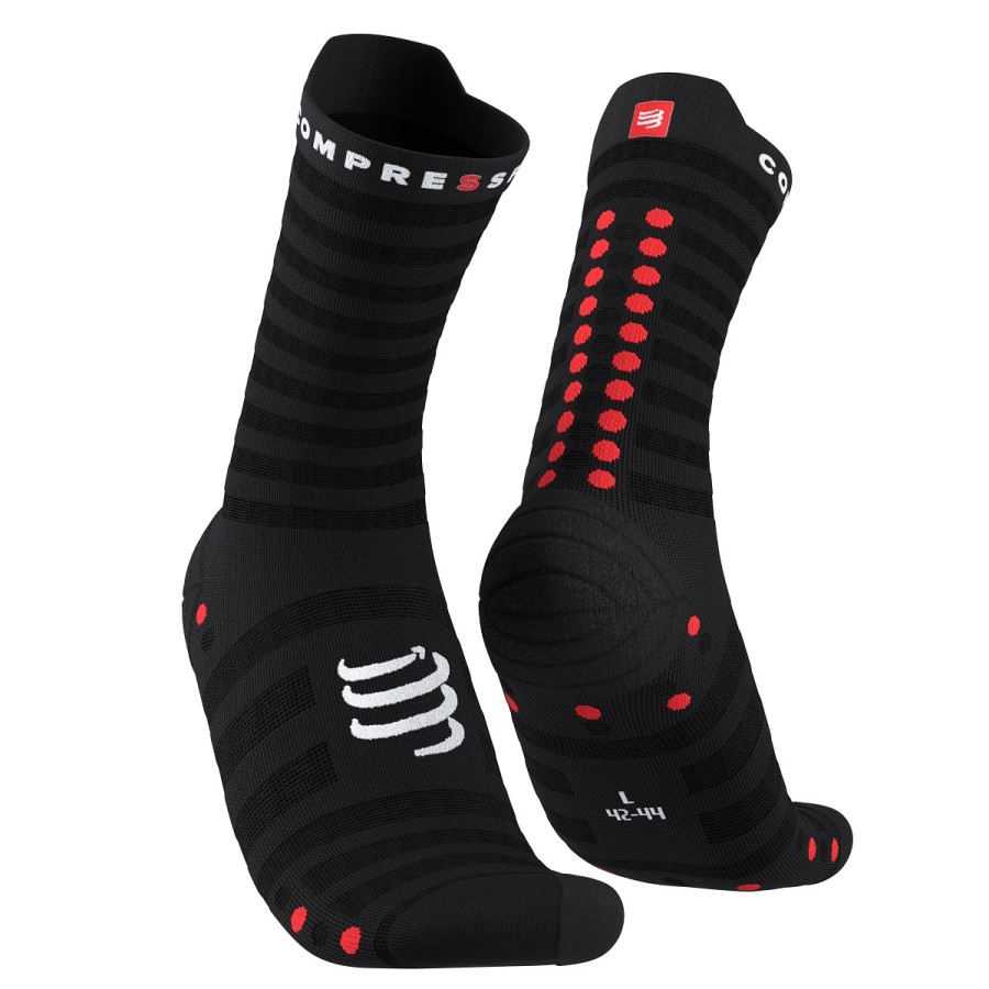 PRO RACING SOCKS V4.0 ULTRALIGHT RUN HIGH BLACK/RED 35-38