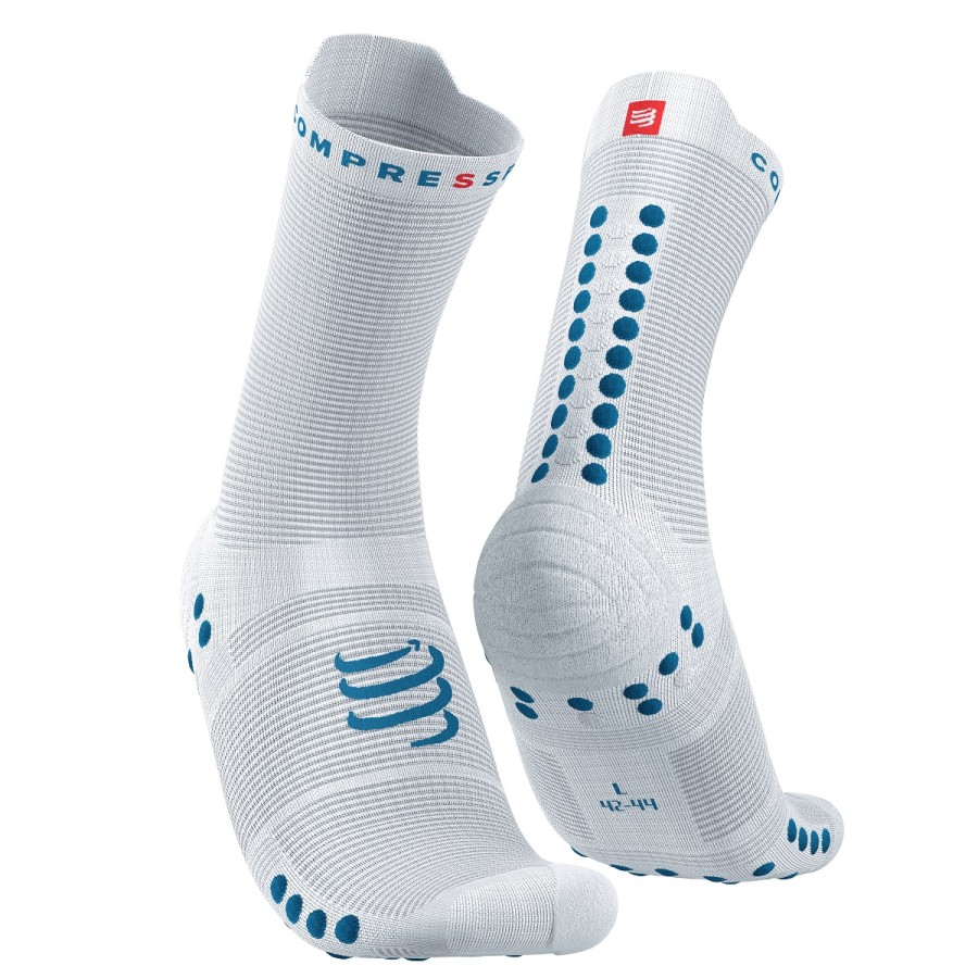 PRO RACING SOCKS V4.0 RUN HIGH WHITE FJORD BLUE 39-41