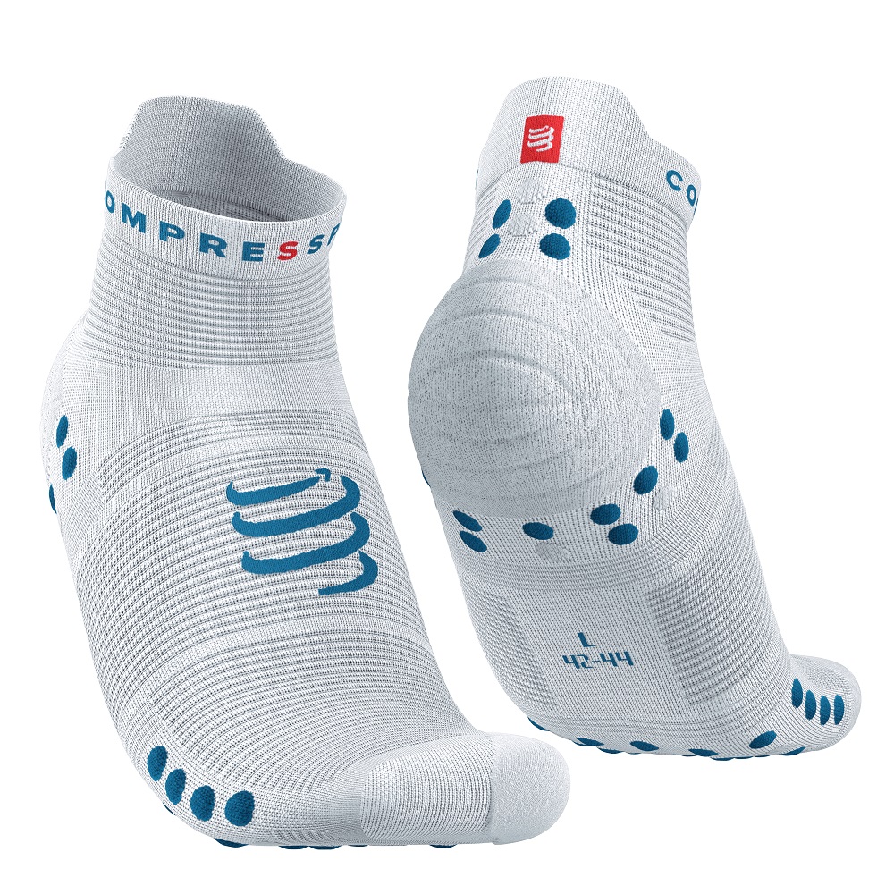 PRO RACING SOCKS V4.0 RUN LOW WHITE FJORD BLUE 39-41