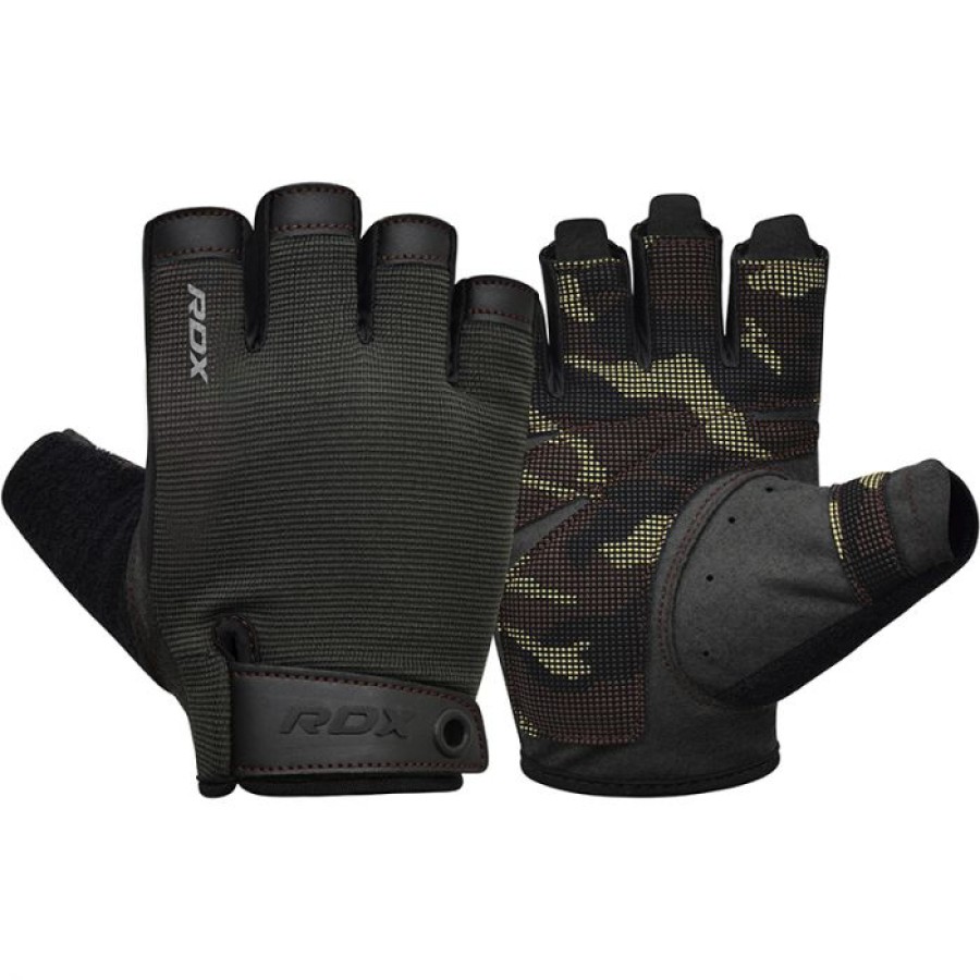 GYM TRAINING GLOVES T2 HALF BROWN-M