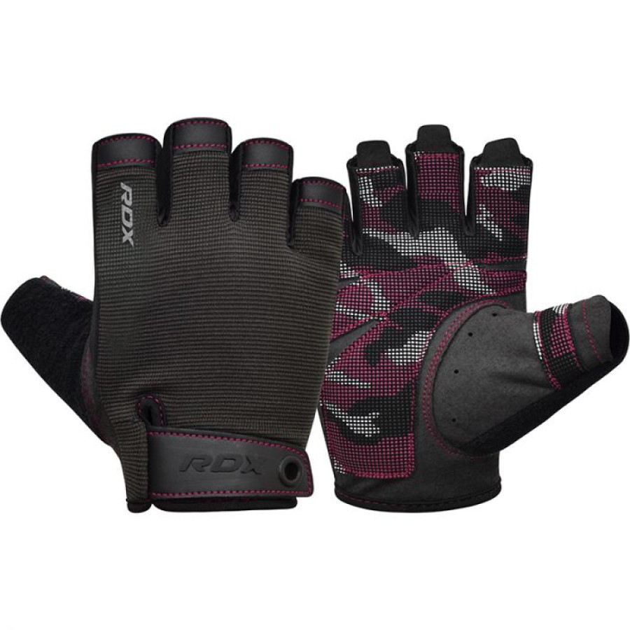 GYM TRAINING GLOVES T2 HALF PINK-S