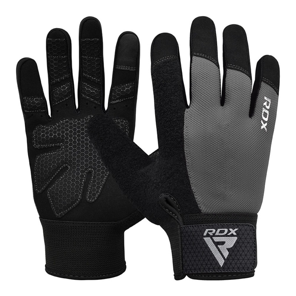 GYM WEIGHT LIFTING GLOVES W1 FULL GRAY -L