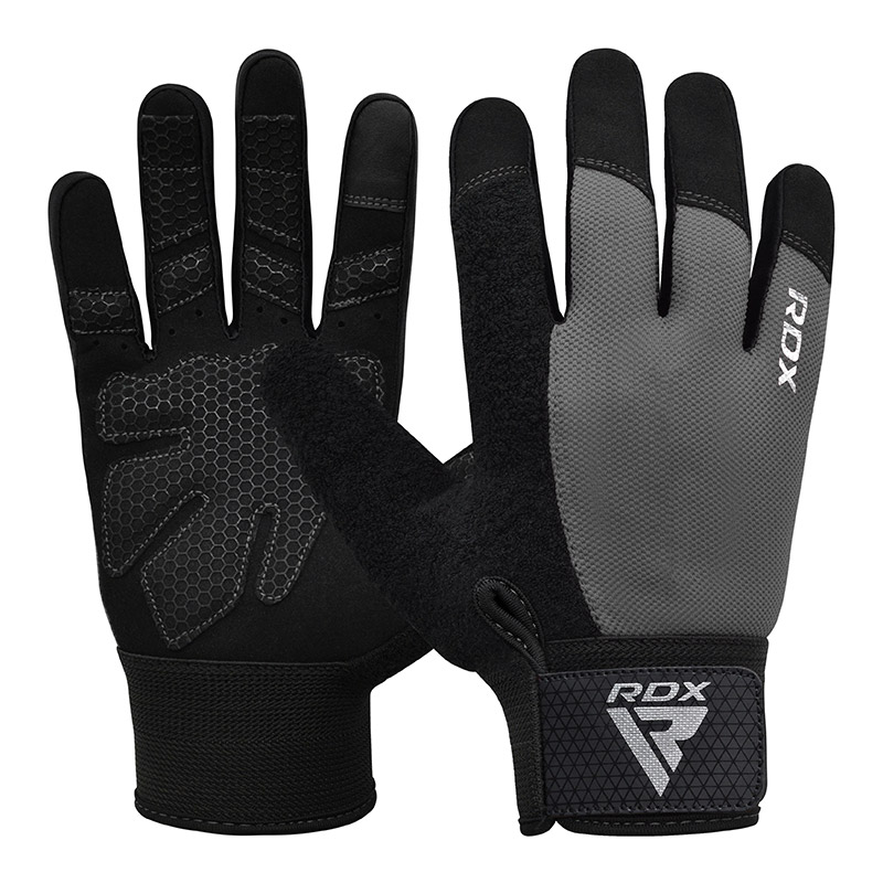 GYM WEIGHT LIFTING GLOVES W1 FULL GRAY -L