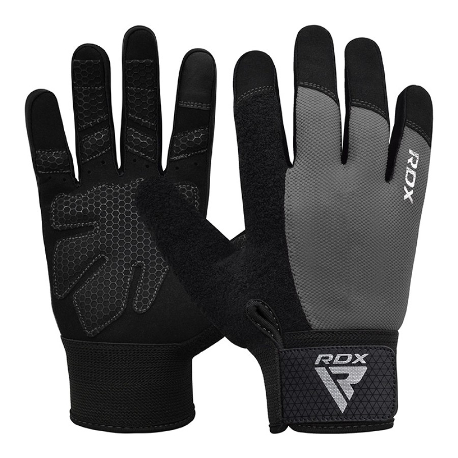 GYM WEIGHT LIFTING GLOVES W1 FULL GRAY -L