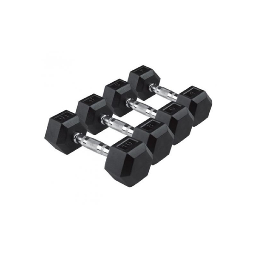 Hexagonal Rubber Dumbbells (2x2kg)