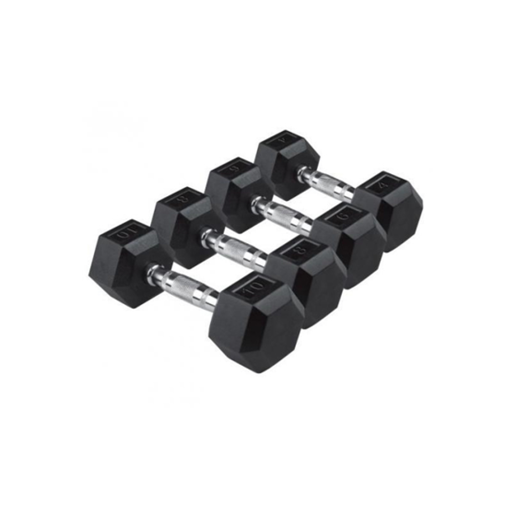 Hexagonal Rubber Dumbbells (2x3kg)