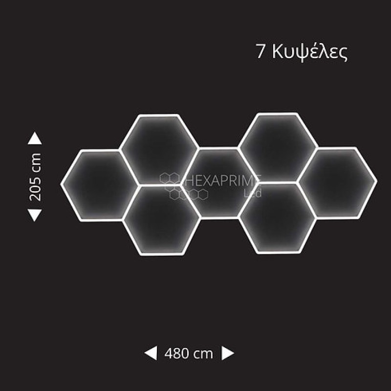 Φωτιστικό Hexaprime LED 7 Κυψελώv για στενόμακρο χώρο