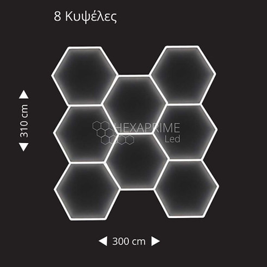 Φωτιστικό Hexaprime LED 8 Κυψελώv 3 σειρών