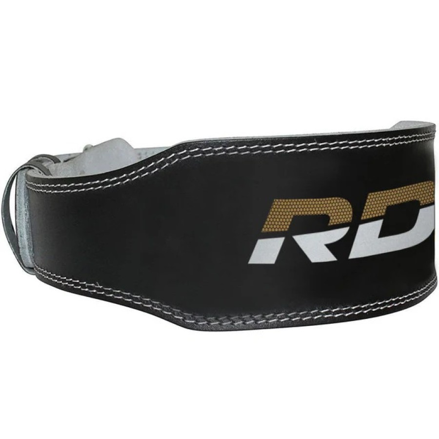 BELT 4" LEATHER BLACK GOLD -L