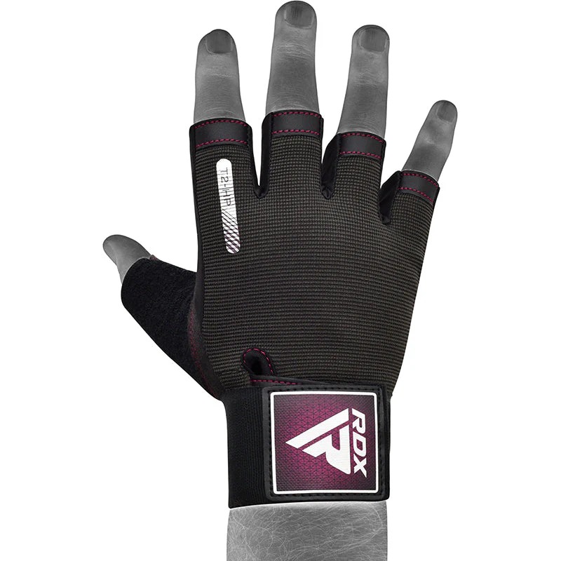 GYM TRAINING GLOVES T2 HALF PINK-S