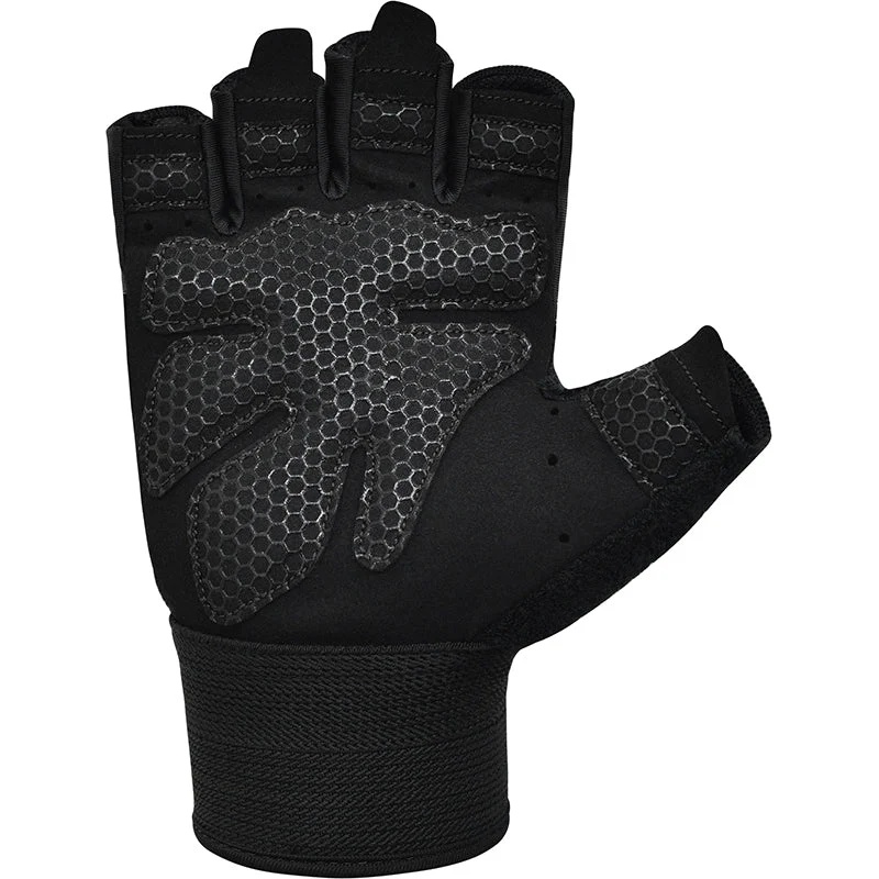 GYM WEIGHT LIFTING GLOVES W1 HALF BLACK-M