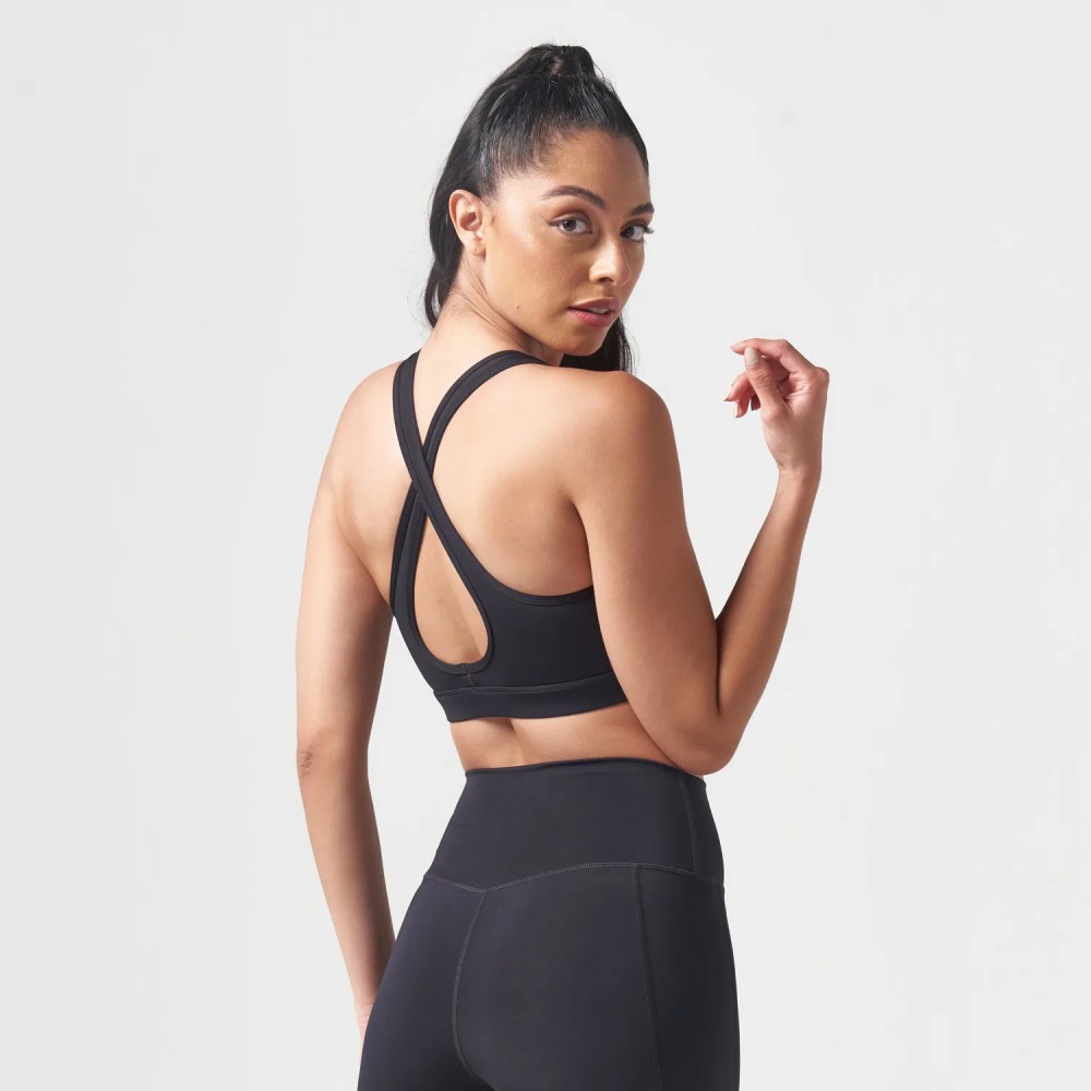 ESSENTIAL MEDIUM IMPACT BRA – BLACK