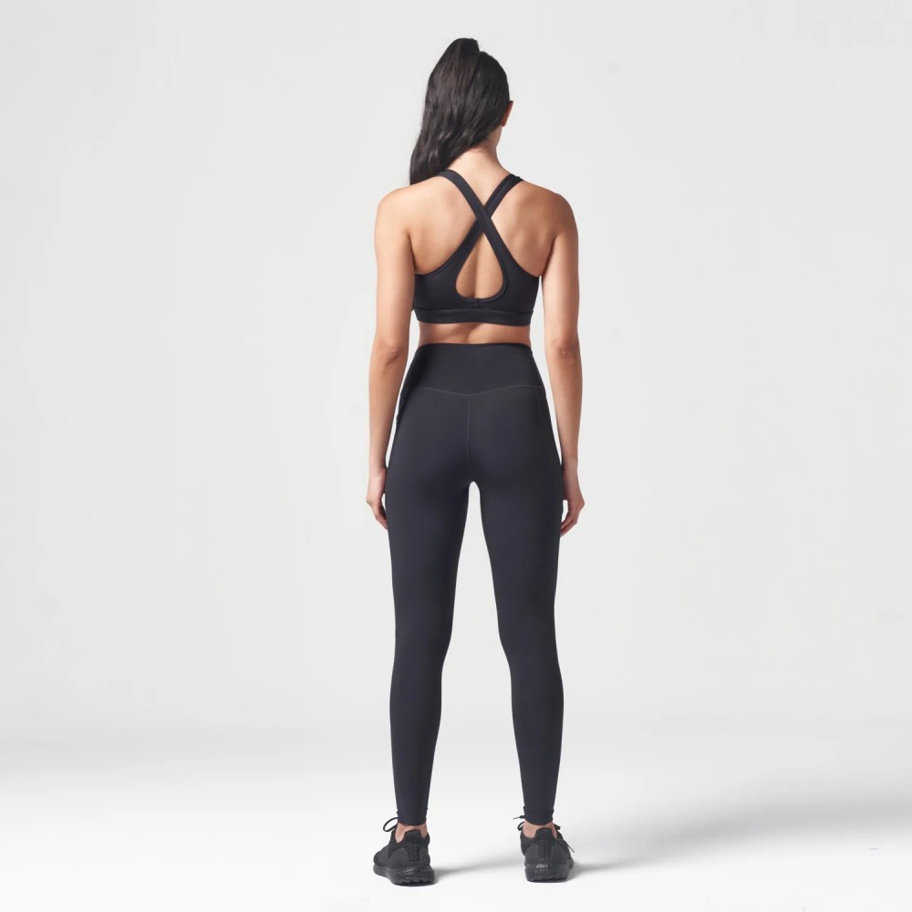 ESSENTIAL MEDIUM IMPACT BRA – BLACK