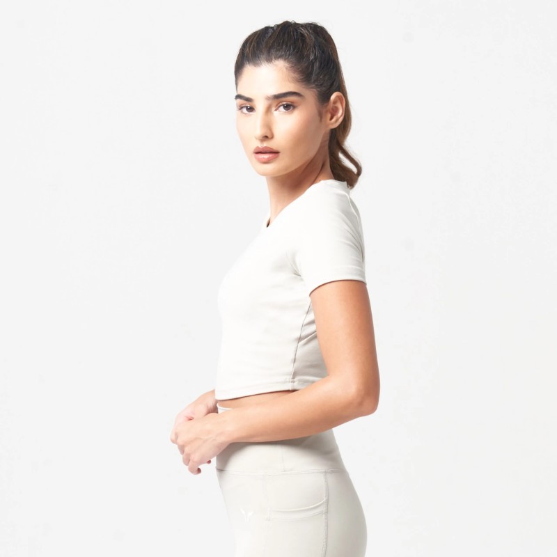 ESSENTIAL CROP TEE – WILLOW GREY