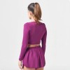 ESSENTIAL LONG SLEEVE CROP TOP – DARK PURPLE
