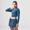ESSENTIAL LONG SLEEVE CROP TOP – TEAL