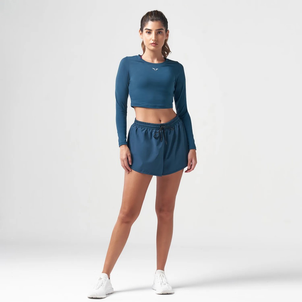ESSENTIAL LONG SLEEVE CROP TOP – TEAL