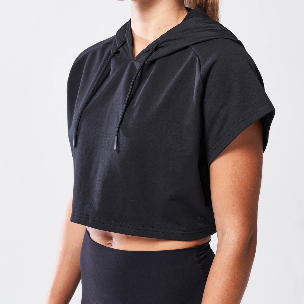 LAB360º VENTED CROP HOODIE – BLACK