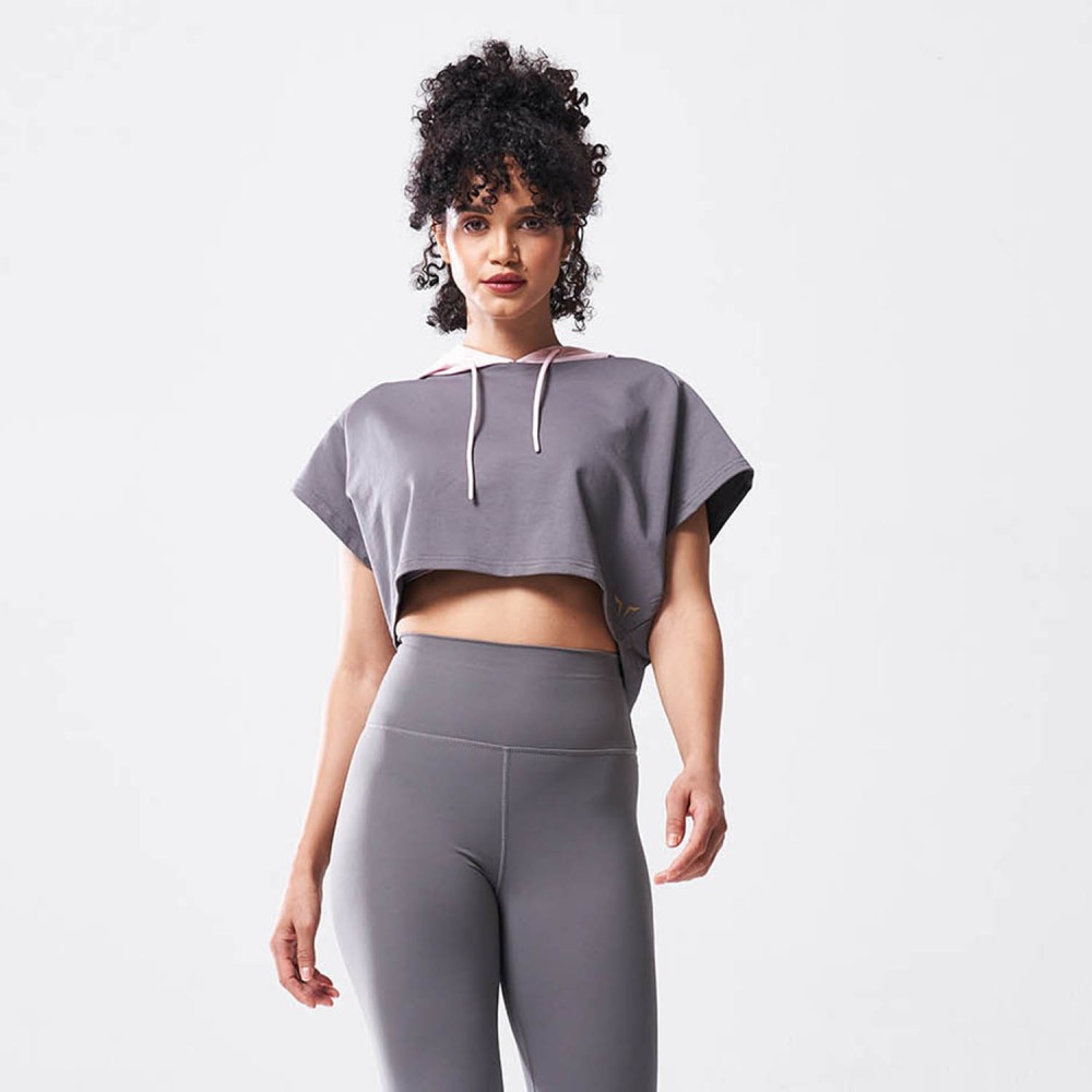 LAB360º VENTED CROP HOODIE – GREY