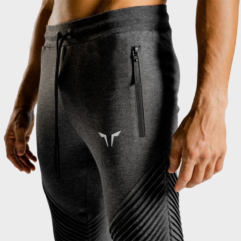 STATEMENT RIBBED JOGGERS – MELANGE GREY