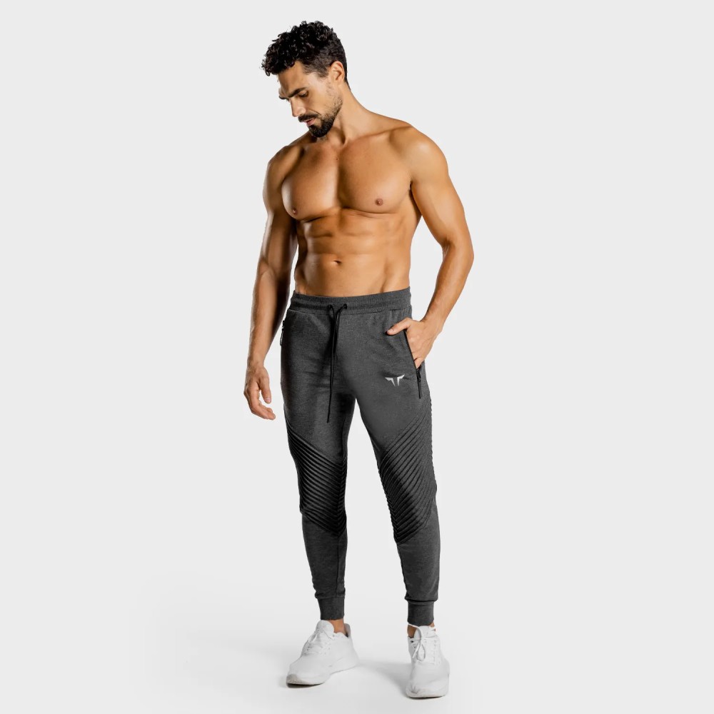 STATEMENT RIBBED JOGGERS – MELANGE GREY