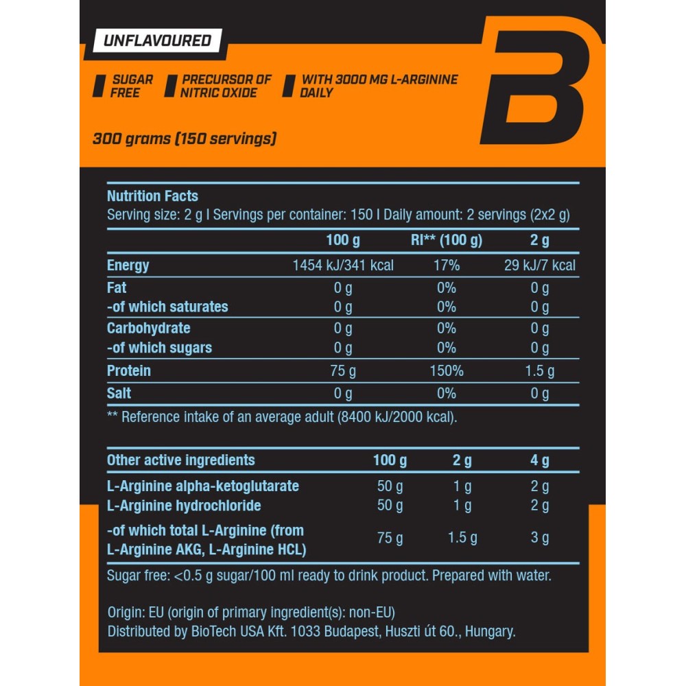 L-Arginine Powder 300gr (BIOTECH USA)