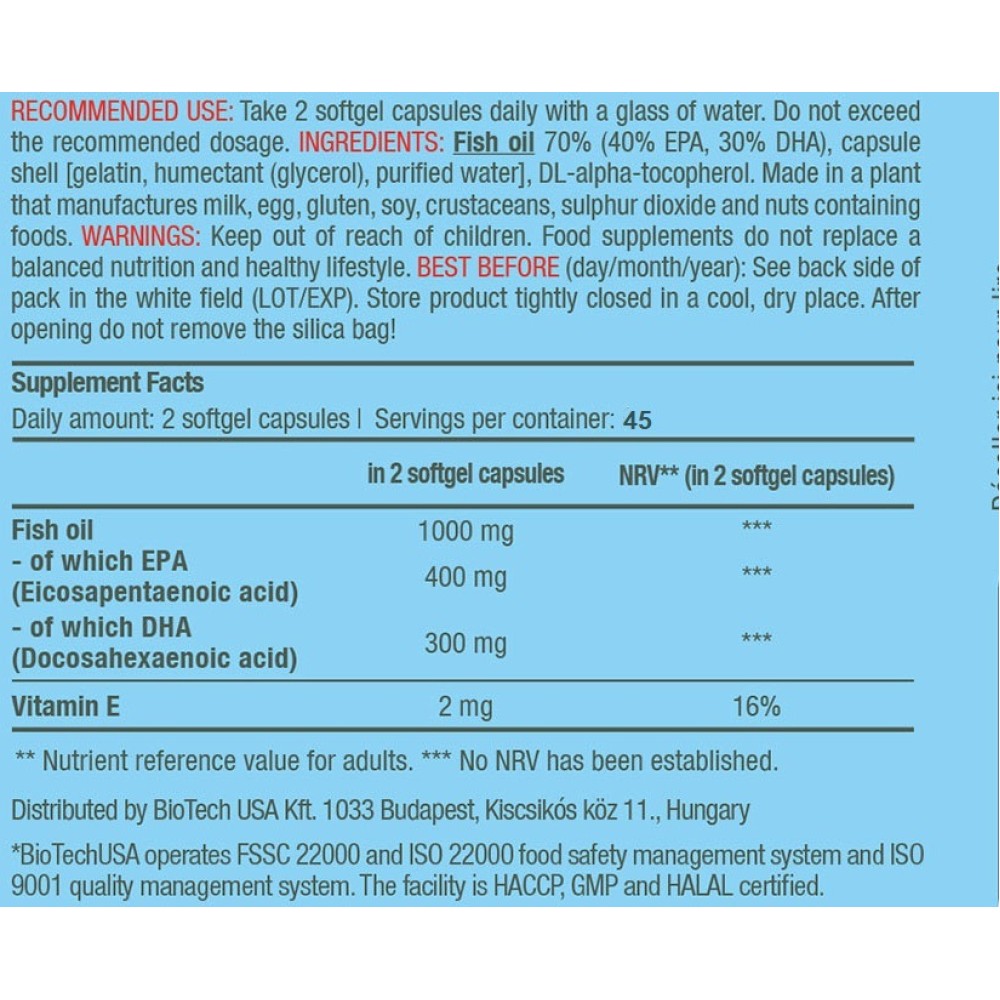 Mega Omega 3 90softgels (BIOTECH USA)