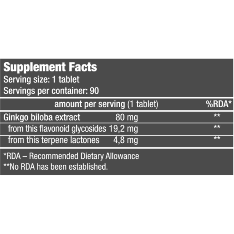 Ginkgo Biloba 90 tabs (BIOTECH USA)