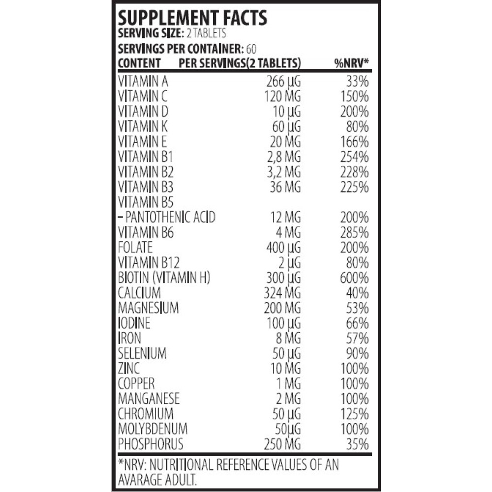 True Multivits 120tabs (TRUE NUTRITION)